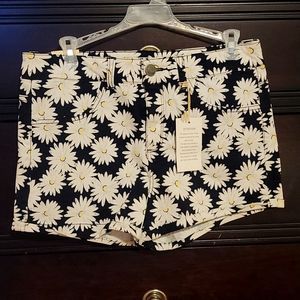 NWT Black Daisy Cuffed Shorts Sz 9 by SO